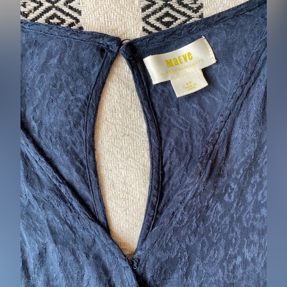 Anthropologie MAEVE Jacqueline Jacquard Jumpsuit in Navy - size small petite - Picture 9 of 16